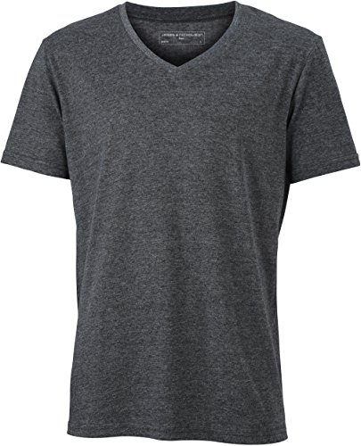 James & Nicholson Herren Langarmshirt T-Shirt Mens Heather schwarz (Black/Melange) Medium von James & Nicholson