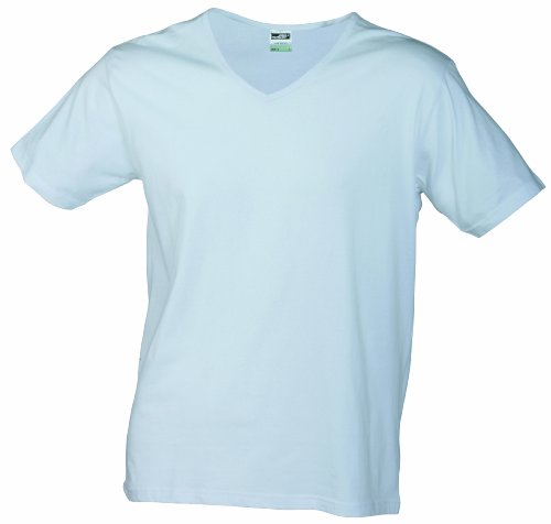 James & Nicholson Herren Langarmshirt T-Shirt Slim Fit V-Neck weiß (white) Medium von James & Nicholson
