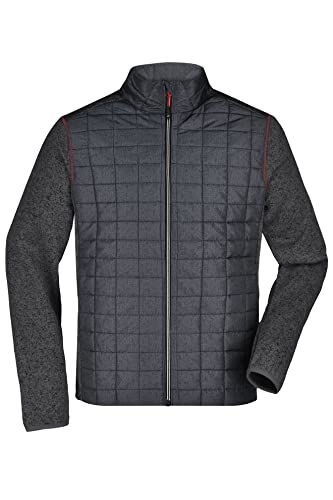 James & Nicholson Herren Melange Strickfleece Hybridjacke - Jacke aus Strickfleece mit Stehkragen in Melange-Optik | Farbe: grey-melange/anthracite-melange | Grösse: S von James & Nicholson