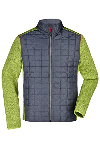 James & Nicholson Herren Melange Strickfleece Hybridjacke - Jacke aus Strickfleece mit Stehkragen in Melange-Optik | Farbe: kiwi-melange/anthracite-melange | Grösse: 3XL von James & Nicholson