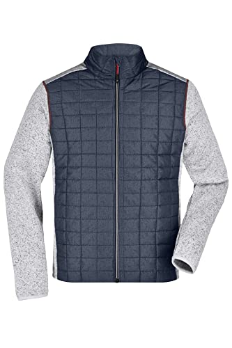 James & Nicholson Herren Melange Strickfleece Hybridjacke - Jacke aus Strickfleece mit Stehkragen in Melange-Optik | Farbe: light-melange/anthracite-melange | Grösse: L von James & Nicholson