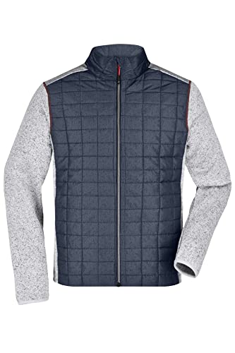 James & Nicholson Herren Melange Strickfleece Hybridjacke - Jacke aus Strickfleece mit Stehkragen in Melange-Optik | Farbe: light-melange/anthracite-melange | Grösse: XL von James & Nicholson