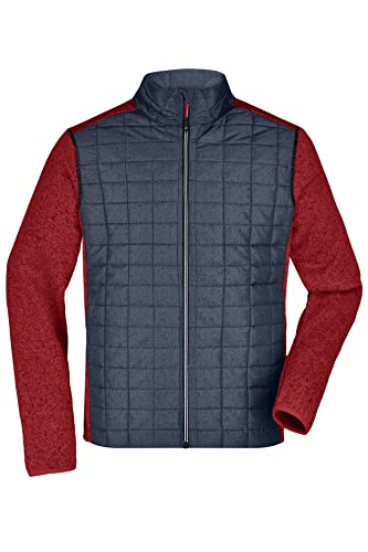 James & Nicholson Herren Melange Strickfleece Hybridjacke - Jacke aus Strickfleece mit Stehkragen in Melange-Optik | Farbe: red-melange/anthracite-melange | Grösse: M von James & Nicholson