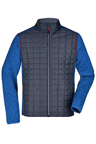 James & Nicholson Herren Melange Strickfleece Hybridjacke - Jacke aus Strickfleece mit Stehkragen in Melange-Optik | Farbe: royal-melange/anthracite-melange | Grösse: L von James & Nicholson