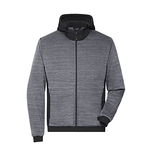 James & Nicholson Herren Melange Strickfleece Hybridweste - Sportive Hybridweste in Melange-Optik | Farbe: grey-melange/anthracite-melange | Grösse: M von James & Nicholson