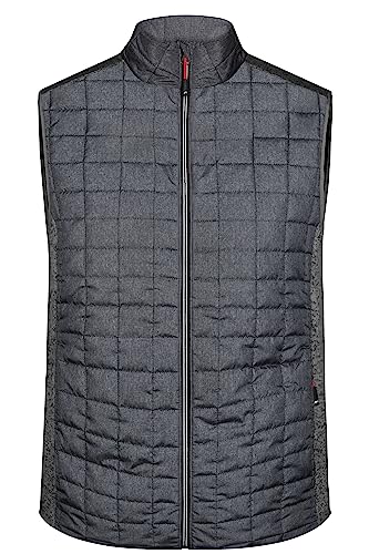 James & Nicholson Herren Melange Strickfleece Hybridweste - Sportive Hybridweste in Melange-Optik | Farbe: grey-melange/anthracite-melange | Grösse: XXL von James & Nicholson