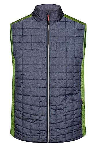 James & Nicholson Herren Melange Strickfleece Hybridweste - Sportive Hybridweste in Melange-Optik | Farbe: kiwi-melange/anthracite-melange | Grösse: 3XL von James & Nicholson
