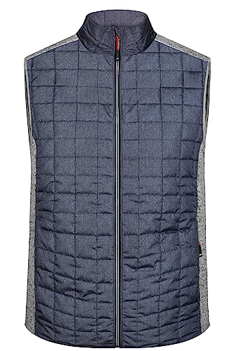 James & Nicholson Herren Melange Strickfleece Hybridweste - Sportive Hybridweste in Melange-Optik | Farbe: light-melange/anthracite-melange | Grösse: XL von James & Nicholson