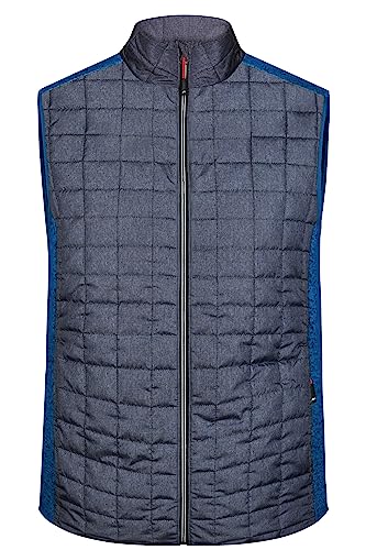 James & Nicholson Herren Melange Strickfleece Hybridweste - Sportive Hybridweste in Melange-Optik | Farbe: royal-melange/anthracite-melange | Grösse: L von James & Nicholson