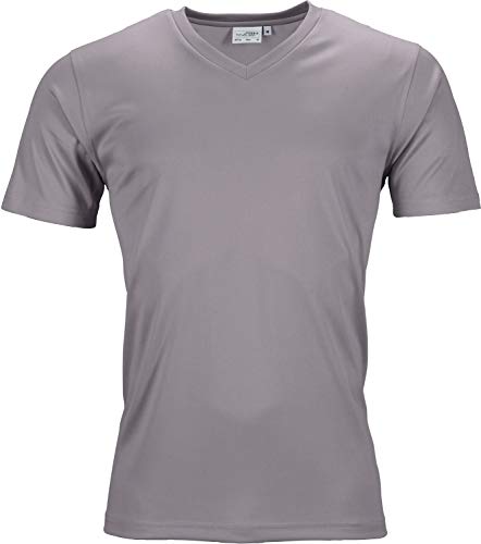 James & Nicholson Herren Men's Active-V T-Shirt, Grau (Light-Melange), Large von James & Nicholson