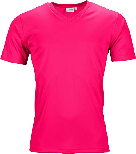 James & Nicholson Herren Men's Active-V T-Shirt, Rosa (Pink), Large von James & Nicholson