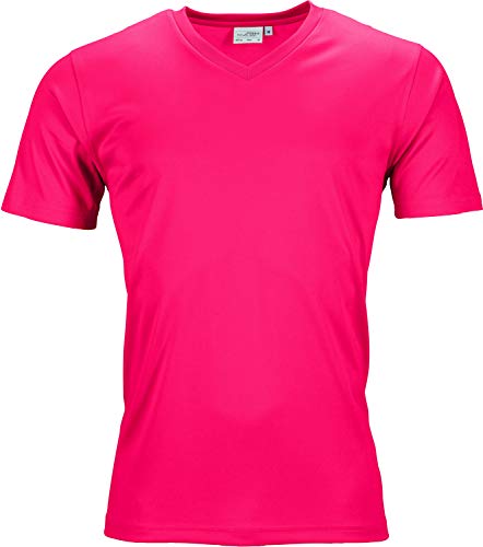 James & Nicholson Herren Men's Active-V T-Shirt, Rosa (Pink), Medium von James & Nicholson