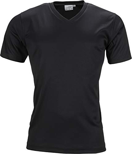 James & Nicholson Herren Men's Active-V T-Shirt, Schwarz (Black), Medium von James & Nicholson