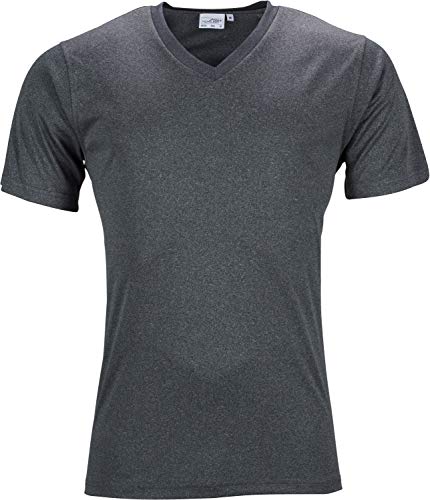 James & Nicholson Herren Men's Active-V T-Shirt, Schwarz (Dark-Melange), XX-Large von James & Nicholson