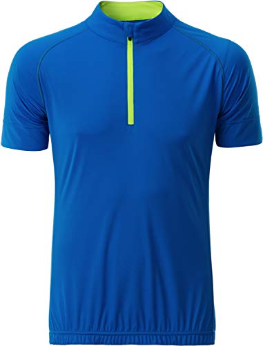 James & Nicholson Herren Men's Bike-T Half Zip T-Shirt, Blau (Bright-Blue/Bright-Yellow), Medium von James & Nicholson