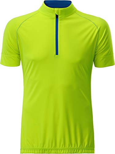 James & Nicholson Herren Men's Bike-T Half Zip T-Shirt, Gelb (Bright-Yellow/Bright-Blue), Large von James & Nicholson