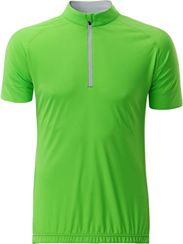 James & Nicholson Herren Men's Bike-T Half Zip T-Shirt, Grün (Bright-Green/White), XXX-Large von James & Nicholson