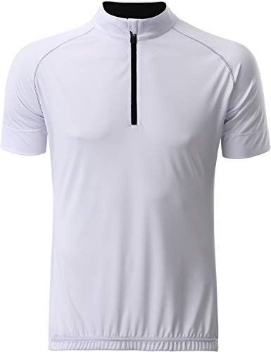 James & Nicholson Herren Men's Bike-T Half Zip T-Shirt, Weiß (White/Black), X-Large von James & Nicholson