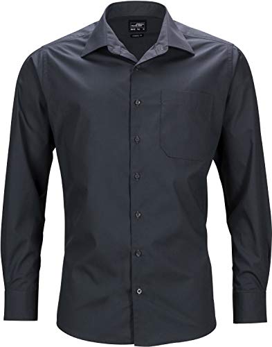 James & Nicholson Herren Men's Business Shirt Longsleeve Businesshemd, Grau (Carbon), XX-Large von James & Nicholson