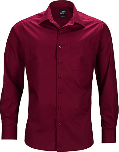 James & Nicholson Herren Men's Business Shirt Longsleeve Businesshemd, Rot (Wine), XXXXX-Large von James & Nicholson
