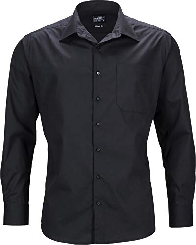 James & Nicholson Herren Men's Business Shirt Longsleeve Businesshemd, Schwarz (Black), XXXXX-Large von James & Nicholson