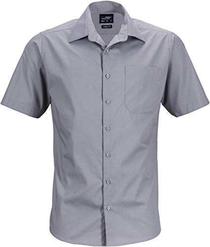 James & Nicholson Herren Men's Business Shirt Shortsleeve Businesshemd, Grau (Steel), XXX-Large von James & Nicholson