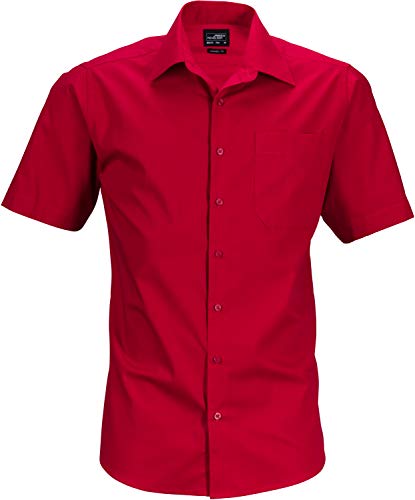 James & Nicholson Herren Men's Business Shirt Shortsleeve Businesshemd, Rot (Red), Large von James & Nicholson