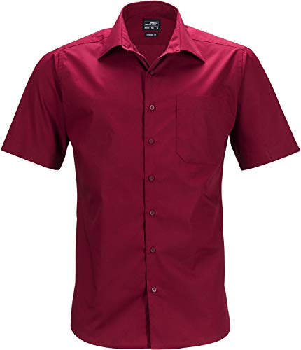 James & Nicholson Herren Men's Business Shirt Shortsleeve Businesshemd, Rot (Wine), Large von James & Nicholson