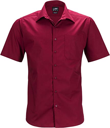 James & Nicholson Herren Men's Business Shirt Shortsleeve Businesshemd, Rot (Wine), Small von James & Nicholson