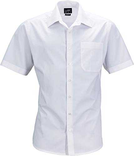 James & Nicholson Herren Men's Business Shirt Shortsleeve Businesshemd, Weiß (White), Medium von James & Nicholson