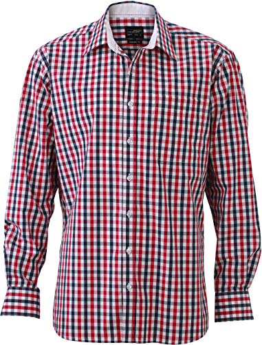 James & Nicholson Herren Men's Checked Shirt Freizeithemd, Blau (Navy/Red-Navy-White), Medium von James & Nicholson
