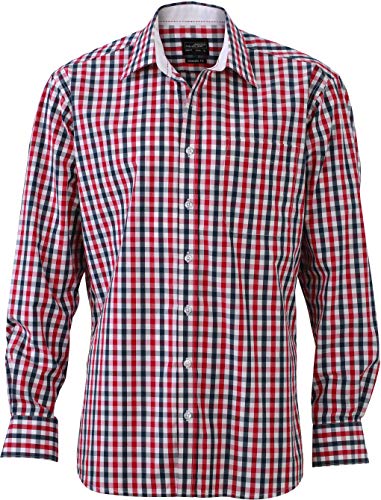 James & Nicholson Herren Men's Checked Shirt Freizeithemd, Blau (Navy/Red-Navy-White), XX-Large von James & Nicholson