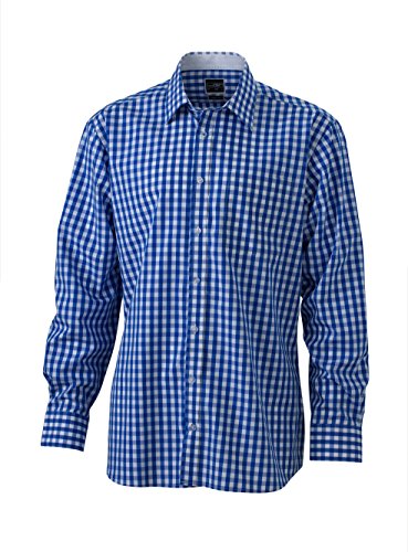 James & Nicholson Herren Men's Checked Shirt Freizeithemd, Blau (Royal/White), X-Large von James & Nicholson