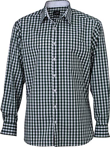 James & Nicholson Herren Men's Checked Shirt Freizeithemd, Grün (Forest-Green/White), XXX-Large von James & Nicholson