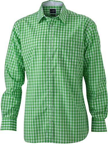 James & Nicholson Herren Men's Checked Shirt Freizeithemd, Grün (Green/White), X-Large von James & Nicholson