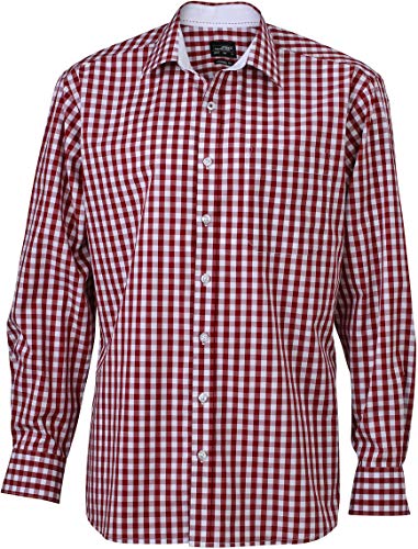 James & Nicholson Herren Men's Checked Shirt Freizeithemd, Rot (Bordeaux/White), Large von James & Nicholson