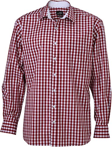 James & Nicholson Herren Men's Checked Shirt Freizeithemd, Rot (Bordeaux/White), XX-Large von James & Nicholson