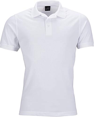 James & Nicholson Herren Men's Elastic Polo Piqué Poloshirt, Weiß (White), Small von James & Nicholson