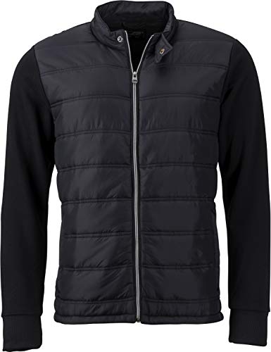 James & Nicholson Herren Men's Hybrid Sweat Jacket Jacke, Schwarz (Black), Small von James & Nicholson