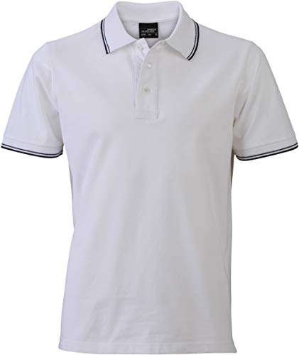 James & Nicholson Herren Men´s Polo Poloshirt, Weiß (White/Navy), Medium von James & Nicholson