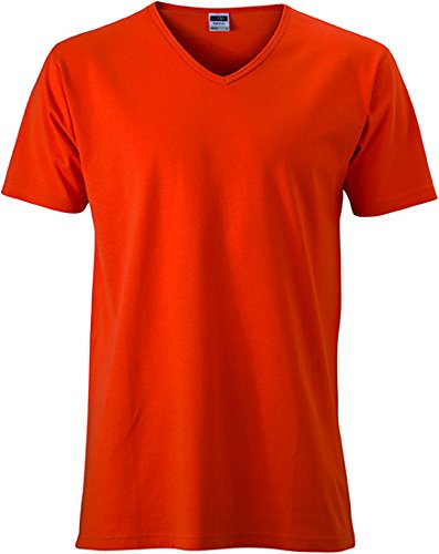 James & Nicholson Herren Men's Slim Fit V-T T-Shirt, Orange (Dark-Orange), X-Large von James & Nicholson