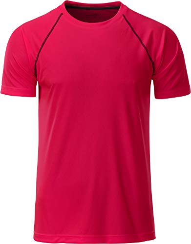 James & Nicholson Herren Men's Sport T-Shirt, Rosa (Bright-Pink/Titan), Small von James & Nicholson