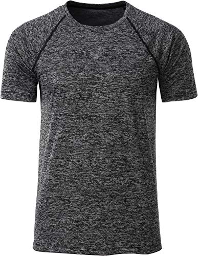 James & Nicholson Herren Men's Sport T-Shirt, Schwarz (Black-Melange/Black), XX-Large von James & Nicholson