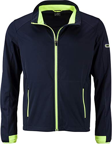 James & Nicholson Herren Men's Sports Softshell Jacket Jacke, Blau (Navy/Bright-Yellow Navy/Bright-Yellow), X-Large von James & Nicholson
