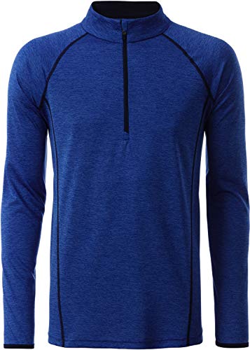 James & Nicholson Herren Men's Sportsshirt Longsleeve T-Shirt, Blau (Blue-Melange/Navy), Medium von James & Nicholson