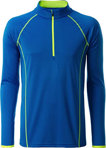 James & Nicholson Herren Men's Sportsshirt Longsleeve T-Shirt, Blau (Bright-Blue/Bright-Yellow), X-Large von James & Nicholson