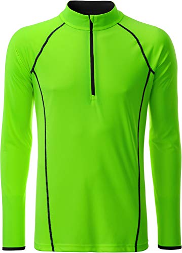 James & Nicholson Herren Men's Sportsshirt Longsleeve T-Shirt, Grün (Bright-Green/Black), Large von James & Nicholson