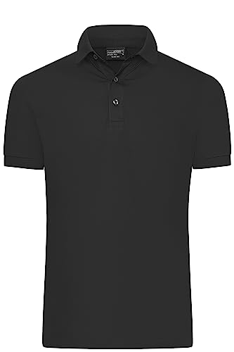 James & Nicholson Herren Mercerised Polo Slim Fit - Slim-Fit Polo in Premiumqualität | Farbe: Black | Grösse: L von James & Nicholson