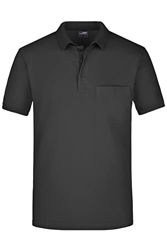 James & Nicholson Herren Piqué Polo mit Brusttasche - Hochwertiges Poloshirt für Beruf & Freizeit | Farbe: Black | Grösse: L von James & Nicholson