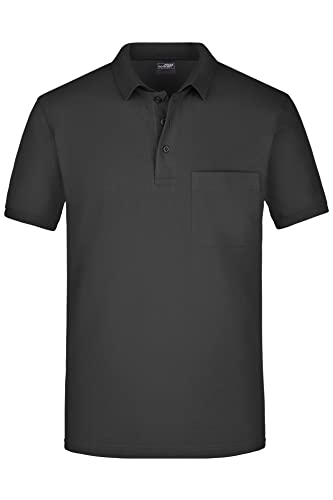 James & Nicholson Herren Piqué Polo mit Brusttasche - Hochwertiges Poloshirt für Beruf & Freizeit | Farbe: black | Grösse: XXL von James & Nicholson
